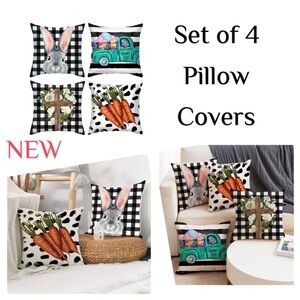 Set of 4 Easter Pillow Covers 18” x 18”